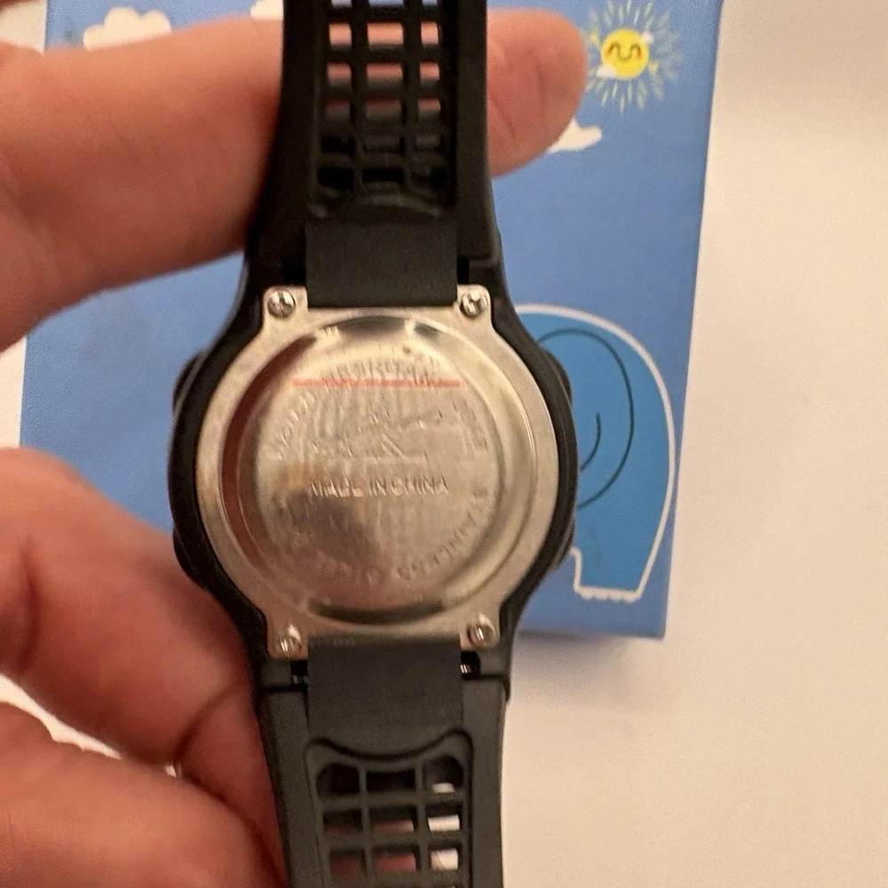 Digital Wristwatch Black Water-Resistant Alarm Backlight Timer with Box